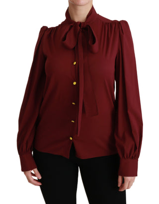 Elegant Maroon Silk Blend Polo Blouse - Luxury for You