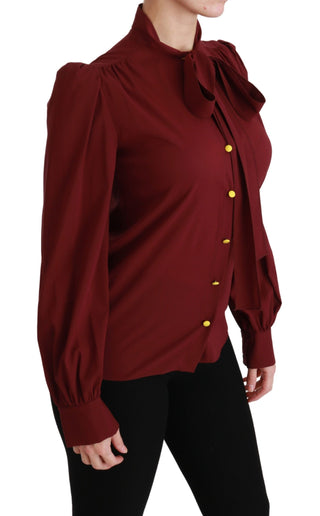 Elegant Maroon Silk Blend Polo Blouse - Luxury for You