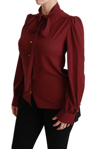 Elegant Maroon Silk Blend Polo Blouse - Luxury for You