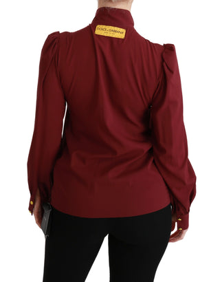 Elegant Maroon Silk Blend Polo Blouse - Luxury for You