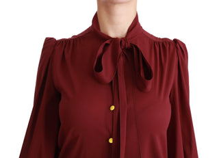 Elegant Maroon Silk Blend Polo Blouse - Luxury for You