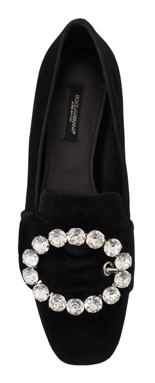 Chic Velvet Crystal-embellished Loafers