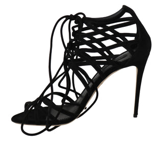 Elegant Black Suede Gladiator Stilettos - Luxury for You