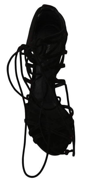 Elegant Black Suede Gladiator Stilettos - Luxury for You