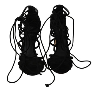 Elegant Black Suede Gladiator Stilettos - Luxury for You