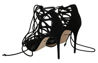 Elegant Black Suede Gladiator Stilettos - Luxury for You