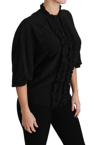 Elegant Black Silk Short Sleeve Blouse - Luxury for You