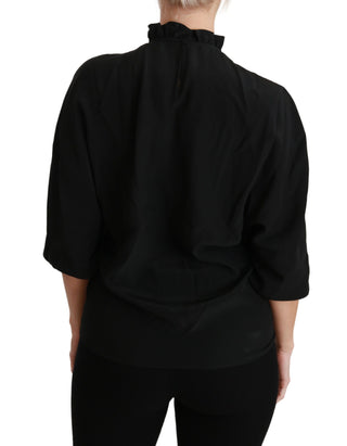 Elegant Black Silk Short Sleeve Blouse - Luxury for You