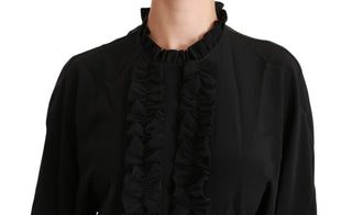 Elegant Black Silk Short Sleeve Blouse - Luxury for You