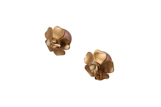 Elegant Floral Crystal Pearl Clip-on Earrings