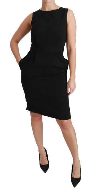 Elegant Knee-length Sheath Dress In Black - Luxury for You