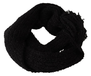 Elegant Black Wool-blend Designer Scarf