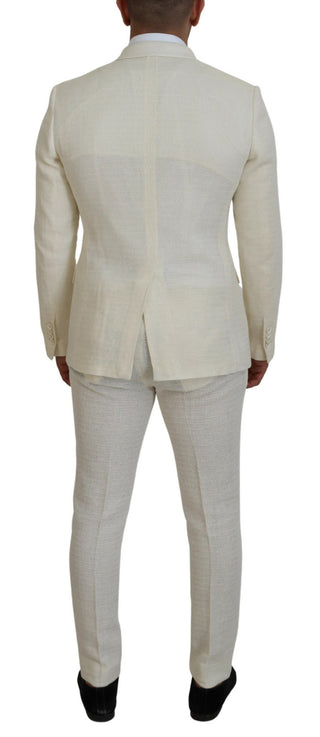 Elegant Off White Silk-blend Suit