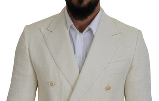 Elegant Off White Silk-blend Suit