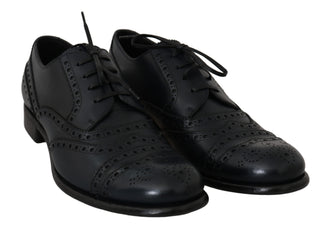 Elegant Blue Leather Wingtip Derby Shoes - Luxury for You