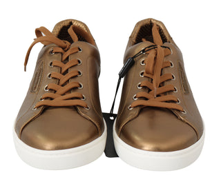 Golden Metallic Leather Sneakers - Luxury for You