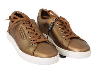 Golden Metallic Leather Sneakers - Luxury for You