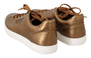 Golden Metallic Leather Sneakers - Luxury for You