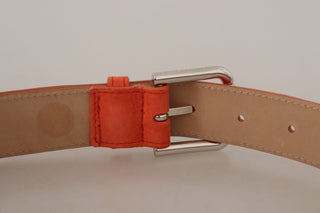 Elegant Suede Leather Belt In Vibrant Orange