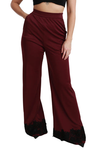 Elegant Maroon High Waist Wide Leg Trousers - Luxury for You