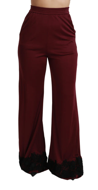 Elegant Maroon High Waist Wide Leg Trousers - Luxury for You