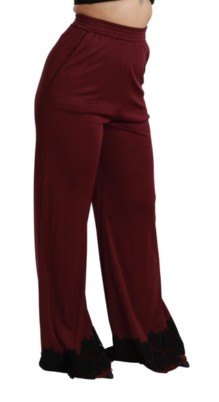 Elegant Maroon High Waist Wide Leg Trousers - Luxury for You