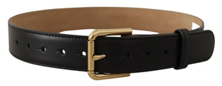 Elegant Leather Belt With Logo Buckle