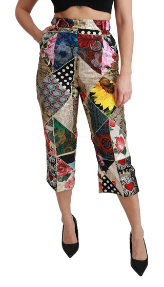 Elegant High Waist Cropped Silk Blend Trousers - Luxury for You