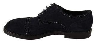 Elegant Suede Derby Shoes With Silver Studs - Luxury for You