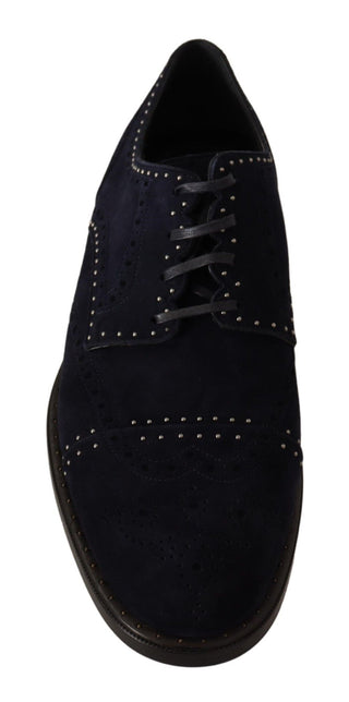 Elegant Suede Derby Shoes With Silver Studs - Luxury for You