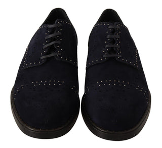 Elegant Suede Derby Shoes With Silver Studs - Luxury for You