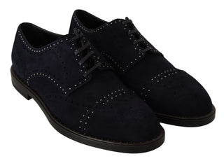 Elegant Suede Derby Shoes With Silver Studs - Luxury for You