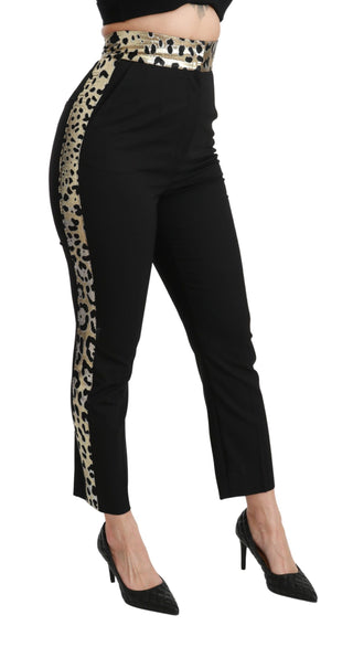 Gold Leopard Jacquard High Waist Pants - Luxury for You