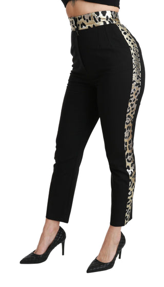 Gold Leopard Jacquard High Waist Pants - Luxury for You