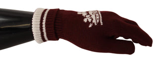 Elegant Red Cashmere Gloves With Crown Motif - Luxury for You