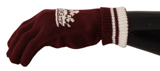 Elegant Red Cashmere Gloves With Crown Motif - Luxury for You