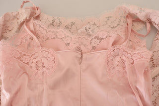 Elegant Sheer Lace Sleeveless Blouse In Pink