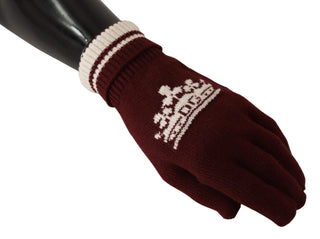 Elegant Red Cashmere Gloves With Crown Motif - Luxury for You