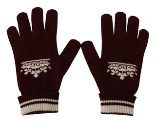 Elegant Red Cashmere Gloves With Crown Motif - Luxury for You