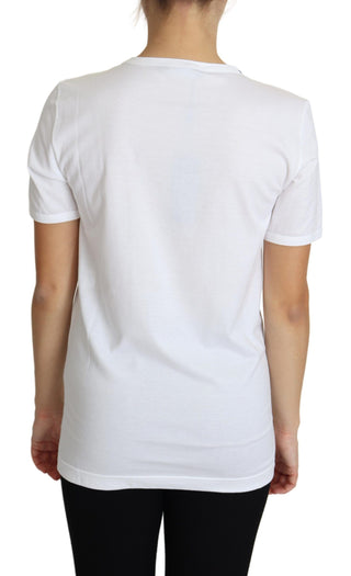 Crystal-embellished White Cotton Tee - Luxury for You