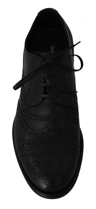 Elegant Black Leather Derby Wingtip Dress Shoes - Luxury for You