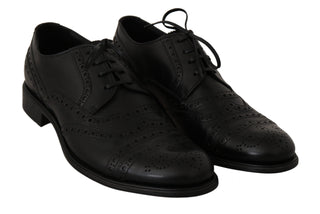 Elegant Black Leather Derby Wingtip Dress Shoes - Luxury for You