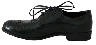 Elegant Green Brogues Oxford Wingtip Flats - Luxury for You