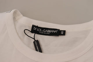 Elegant White Cotton Tee With Dg Chest Pocket