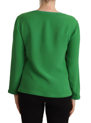 Elegant Silk Long Sleeve Sweater In Lush Green