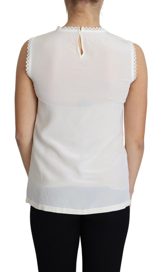 Elegant Silk Lace-detailed Sleeveless Blouse - Luxury for You