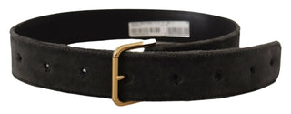 Elegant Velvet Belt With Engraved Buckle