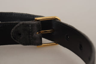 Elegant Velvet Belt With Engraved Buckle