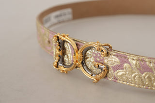 Chic Gold And Pink Leather Belt