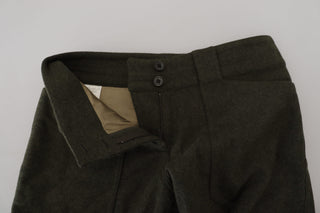 Elegant Tapered Green Wool-blend Pants